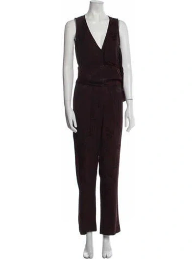 Pre-owned Arias V-neck Jumpsuit In Multi