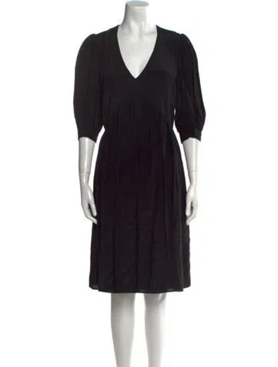 Pre-owned Arias V-neck Knee-length Dress In Black