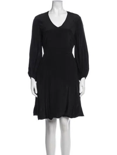 Pre-owned Arias V-neck Knee-length Dress In Black