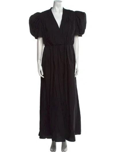 Pre-owned Arias V-neck Long Dress In Black