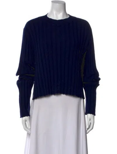 Pre-owned Arias Wool Crew Neck Sweater In Blue