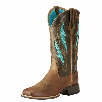 Pre-owned Ariat 10023146 Venttek Ultra 12" Two Toned Vented Wide Square Toe Cowgirl Boots