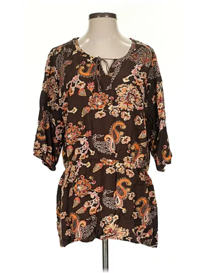 Pre-owned Ariat 3/4 Sleeve Blouse In Brown