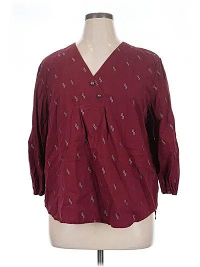 Pre-owned Ariat 3/4 Sleeve Blouse In Burgundy