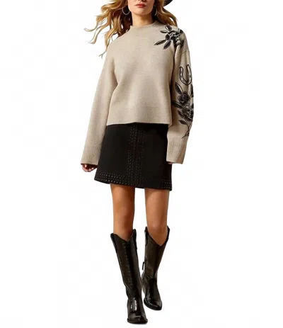 Ariat All In Embellished Sweater In Oatmeal Heather In Black