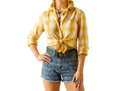 Ariat Billie Jean Shirt In Cactus Plaid In Yellow