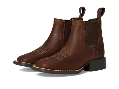 Ariat Booker Chelsea Wide Square Toe Western Boots (toddler/little Kid/big Kid) Kids Shoes Distressed Brow In Brown