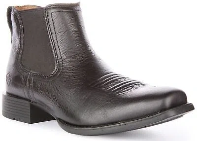 Pre-owned Ariat Booker Ultra Square Toe Short Western Mens Boots Black Us 6 - 13