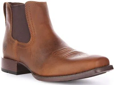 Pre-owned Ariat Booker Ultra Square Toe Short Western Mens Boots Brown Us 6 - 13