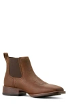 Ariat Booker Ultra Square Toe Western Chelsea Boot In Brown Oiled Rowdy