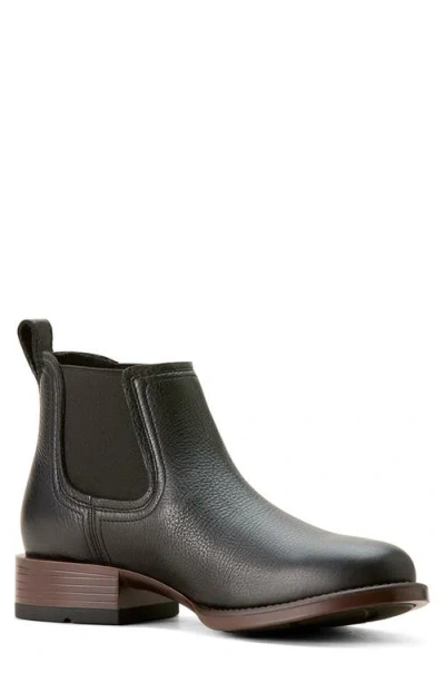 Ariat Booker Ultra Western Chelsea Boot In Black Deertan