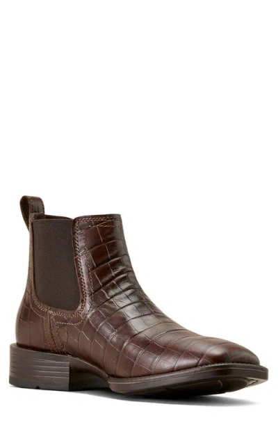 Ariat Booker Wide Square Toe Western Chelsea Boot In Brown