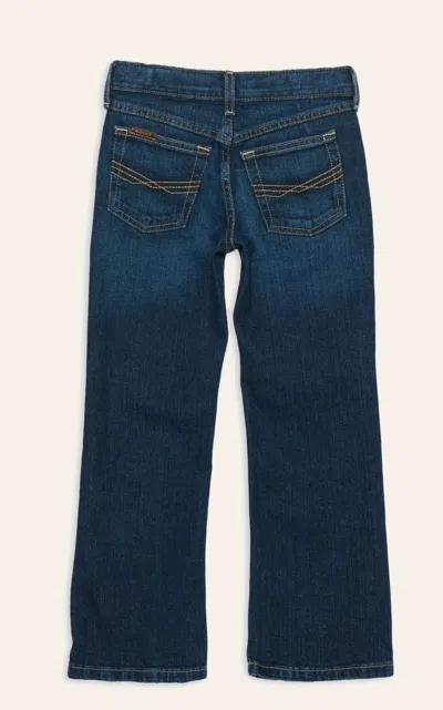 Ariat Kids' Boy's B4 Legacy Dark Wash Relaxed Fit Boot Cut Jeans In Blue