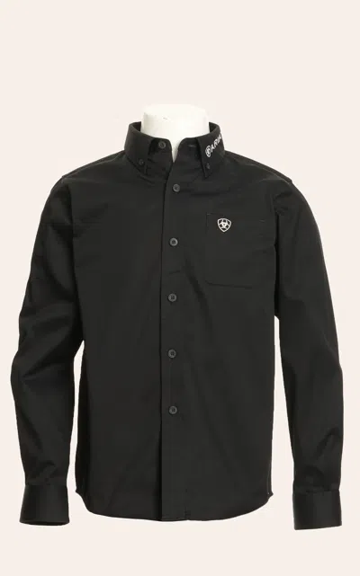 Ariat Boy's Black & White Team Logo Embroidered Long Sleeve Western Shirt