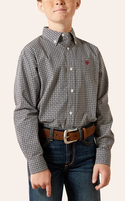 Ariat Boy's Black Tobias Geo Print Western Shirt