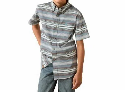 Ariat Kids' Boy's Casual Series Serape Button Up Shirt In Pauline Multicolor Stripe In Gray