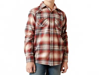 Ariat Kids' Boy's Harper Retro Classic Fit Shirt In Rust In Multi