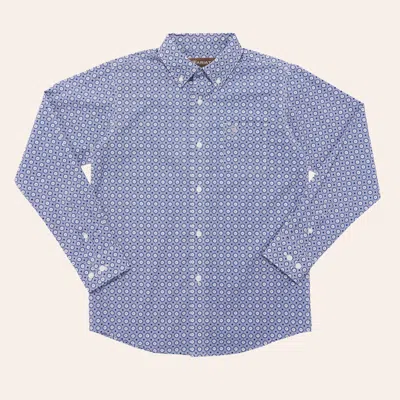 Ariat Boy's Red Twilight Blue Medallion Print Western Shirt