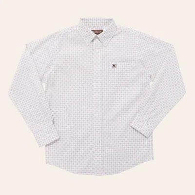Ariat Boy's White Medallion Print Button Down Shirt