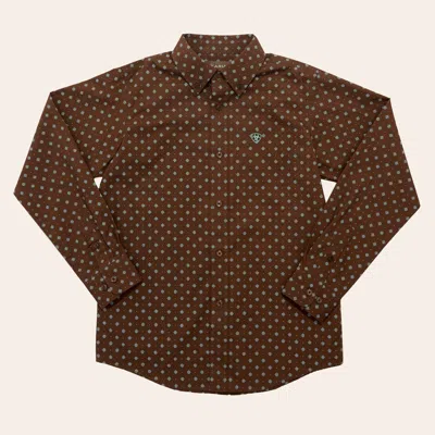 Ariat Kids' Boys' Brown & Blue Gunnar Print Western Shirt
