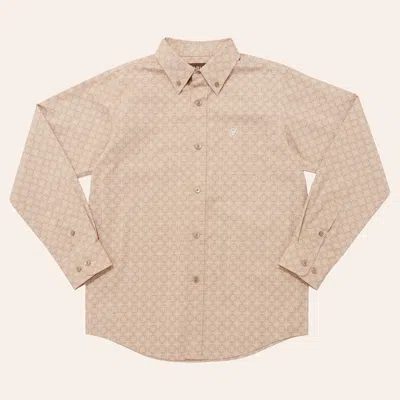 Ariat Kids' Boys' Lucca Tan Geo Print Long Sleeve Shirt In Brown