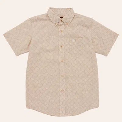 Ariat Boys' Octavius Irish Cream Geo Print Shirt In Brown
