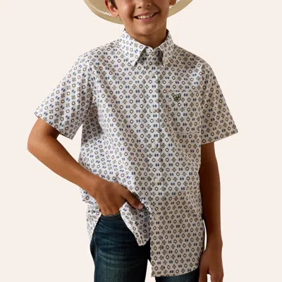 Ariat Boys' Seton White Aztec Print Shirt In Multi