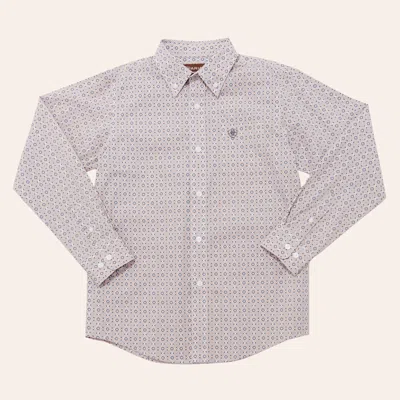 Ariat Kids' Boys' Wayne White Medallion Print Long Sleeve Shirt In Neutral