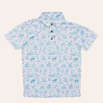 Ariat Boys' White & Blue Western Print Polo Shirt