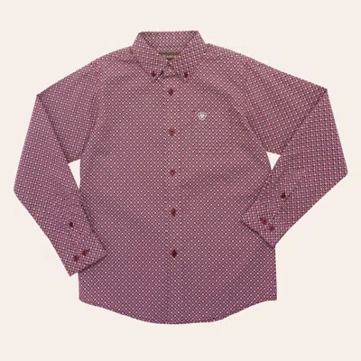 Ariat Kids' Boys' Zinfandel Earnest Print Western Shirt In Pink