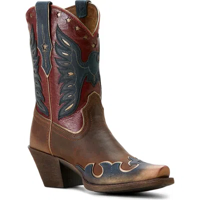 Ariat Bravery Dusted Denim Western Boot In Brown