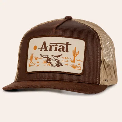 Ariat Brown & Tan Oilskin Desert Patch Curved Bill Mesh Cap