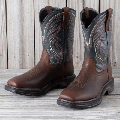 Pre-owned Ariat Brown Oiled Rowdy Workhog Xt Cottonwood Boots In D