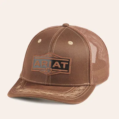 Ariat Brown Vintage Logo Patch Curved Bill Trucker Cap