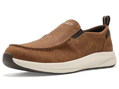 Ariat Buckeye Slip-on Waterproof Shoes Women's Flat Shoes Tooled Brown: 10 B - Medium, Leather