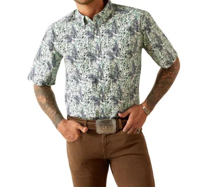 Ariat Casual Series Cyrus Short Sleeve Shirt In Mint/white In Multi