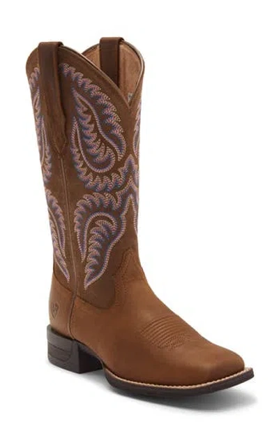 Ariat Cattle Caite Wide Square Toe Western Boot In Brown