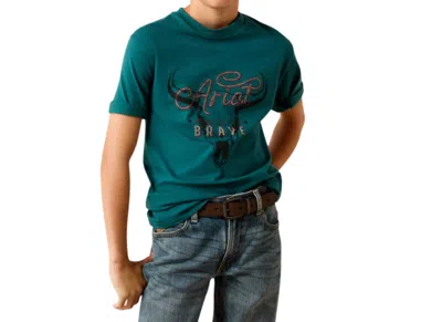 Ariat Kids' Cattle Skull Freedom T Shirt In Mediterranean In Multi