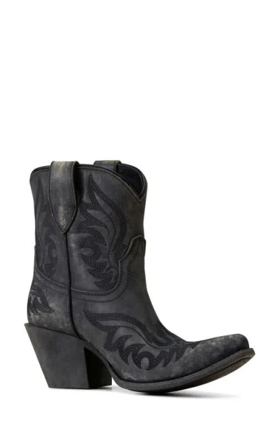 Ariat Chandler Western Bootie In Naturally Distressed Black