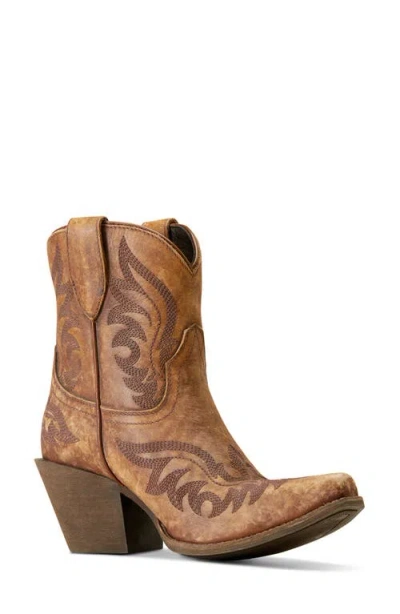 Ariat Chandler Western Bootie In Naturally Distressed Brown