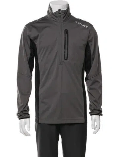 Pre-owned Ariat Colorblock Pattern Windbreaker In Gray