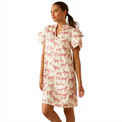 Ariat Country Iffley Ladies Midi Dress In Blushing Horse In Neutral