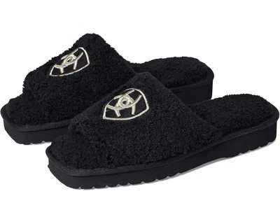 ARIAT ARIAT COZY CHIC SLIPPER WOMEN'S BLACK FLEECE SQUARE TOE SLIP ON SLIDE JOBB541
