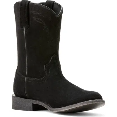 Ariat Downtown Stonewash Suede Cowboy Boot In Black