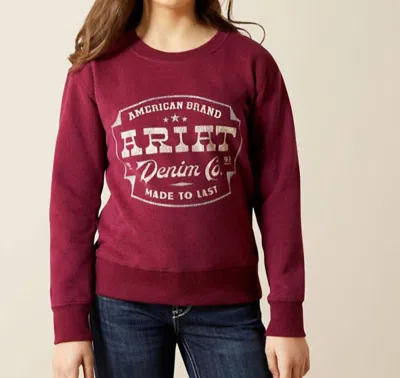 Ariat Kids' Emblem Soft Crew Neck Sweatshirt In Beaujolais In Red