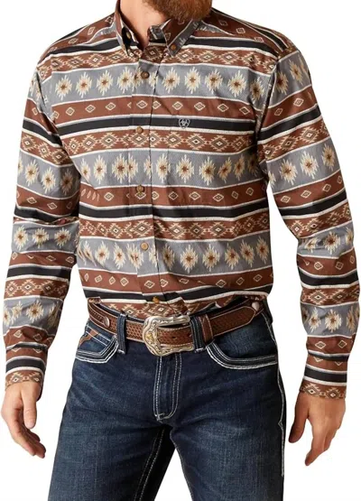 Ariat Fitted Nelly Quiet Long Sleeve Shirt In Brown/multi