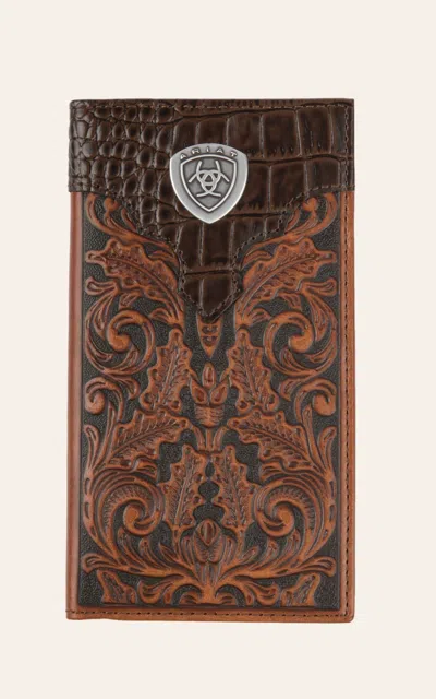 Ariat Gator Floral Rodeo Wallet / Checkbook Cover In Brown