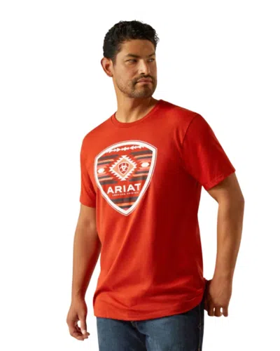 Ariat Geo Fill Logo Front Graphic T-shirt In Red Ochre In Orange