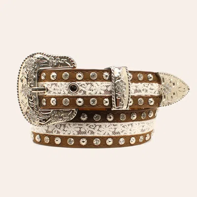 Ariat Kids' Girl's Leather & Cream Lace Western Belt In Brown