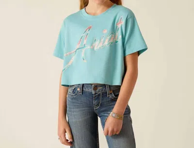 Ariat Kids' Girl's Mills T-shirt In Marine Blue In Gray